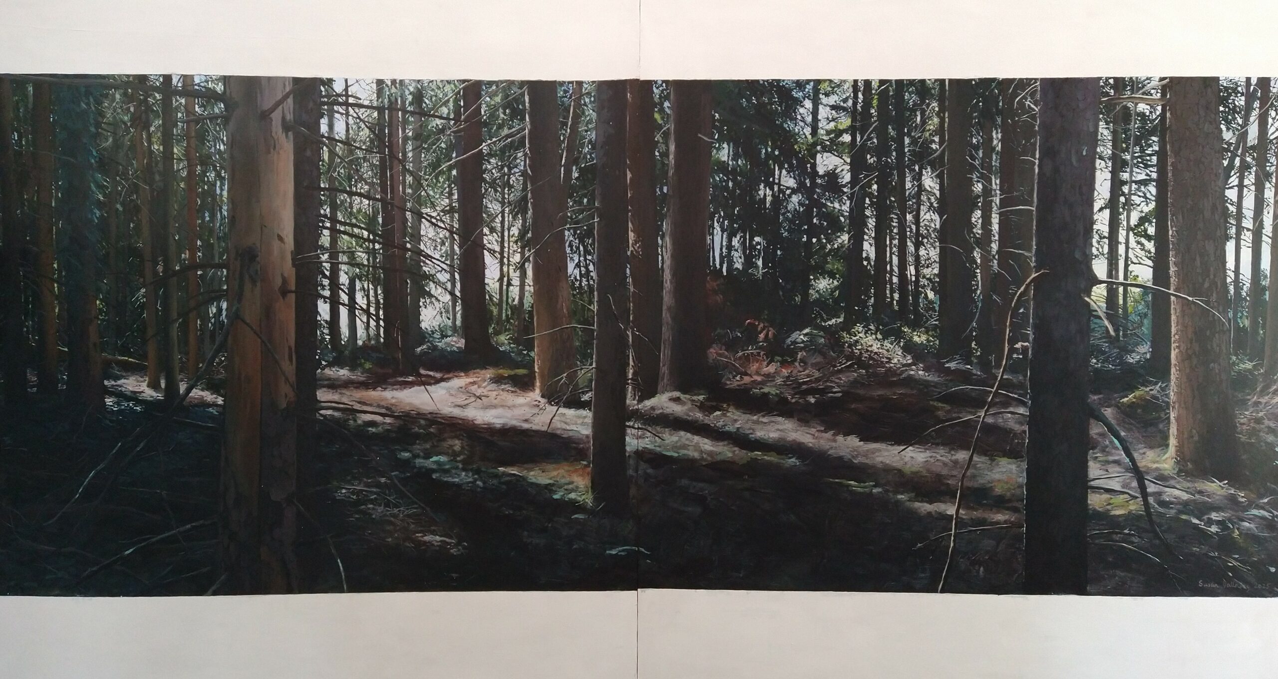 Peinture représentant une forêt, de Susan Dalladay